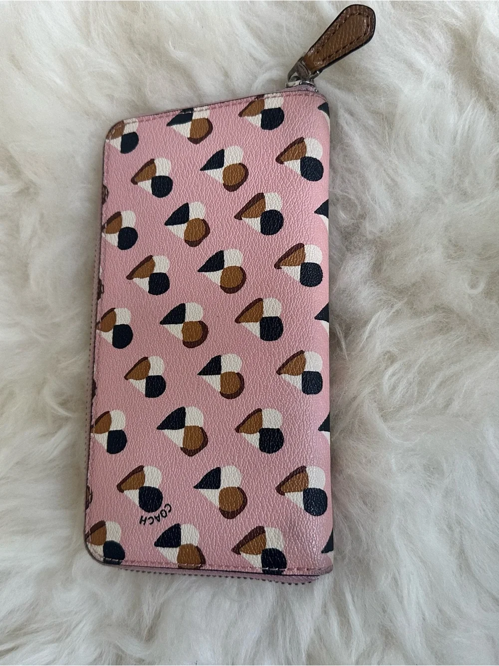 Coach Pink Multi-Heart Zip Around Wallet